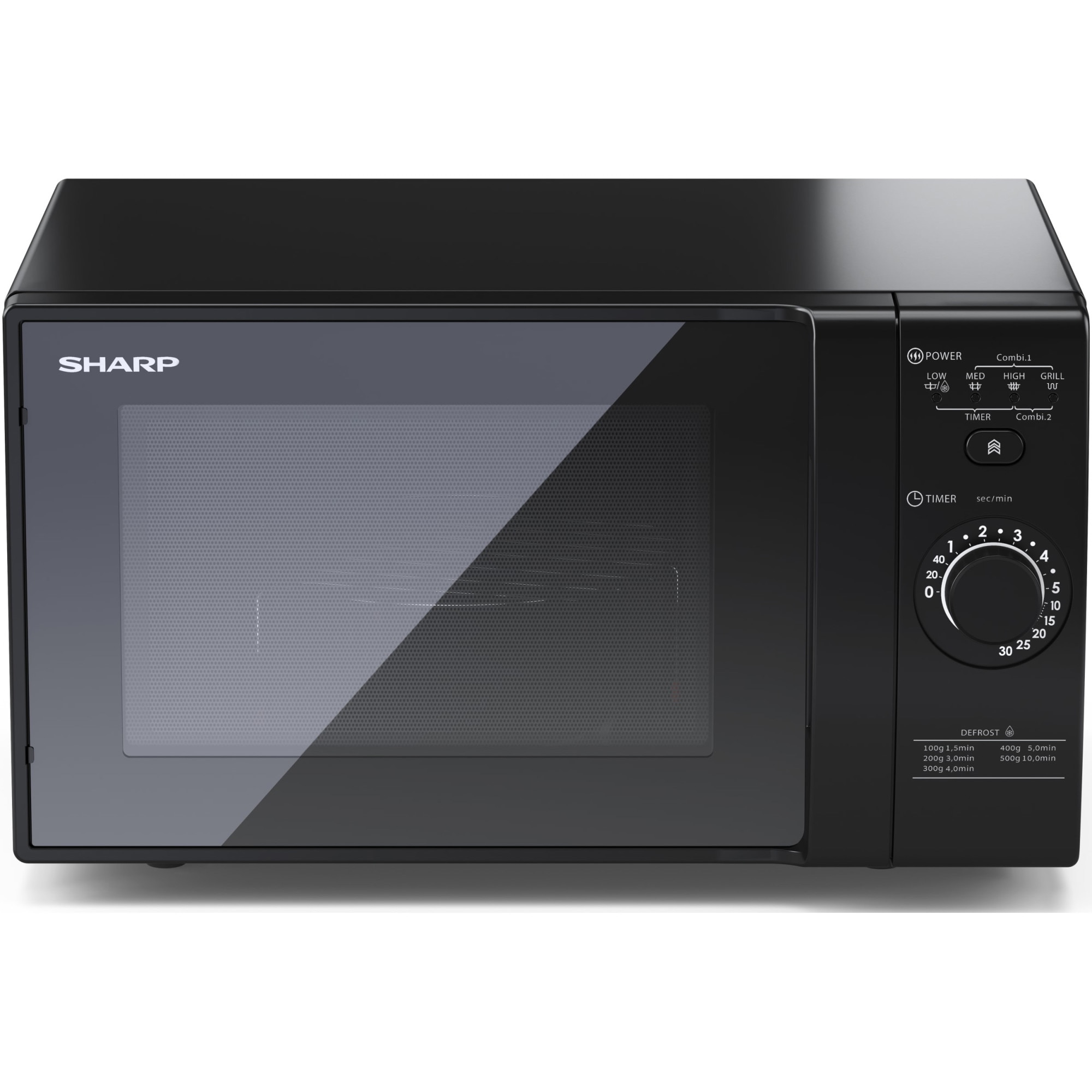 SHARP YC-GG02E-B - Four À Micro-Ondes 20L 800W Contrôle Numérique Grill Noir