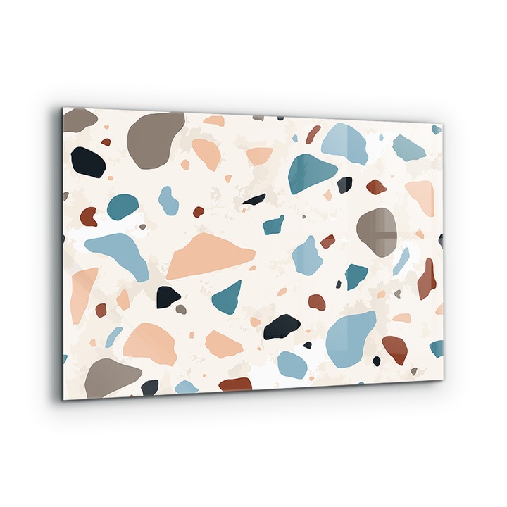 Dekoratív panel, Wallfluent, Üveg, Terrazzo Terrazzo Stone, Többszínű, 100x70 cm, 010010510030000077419