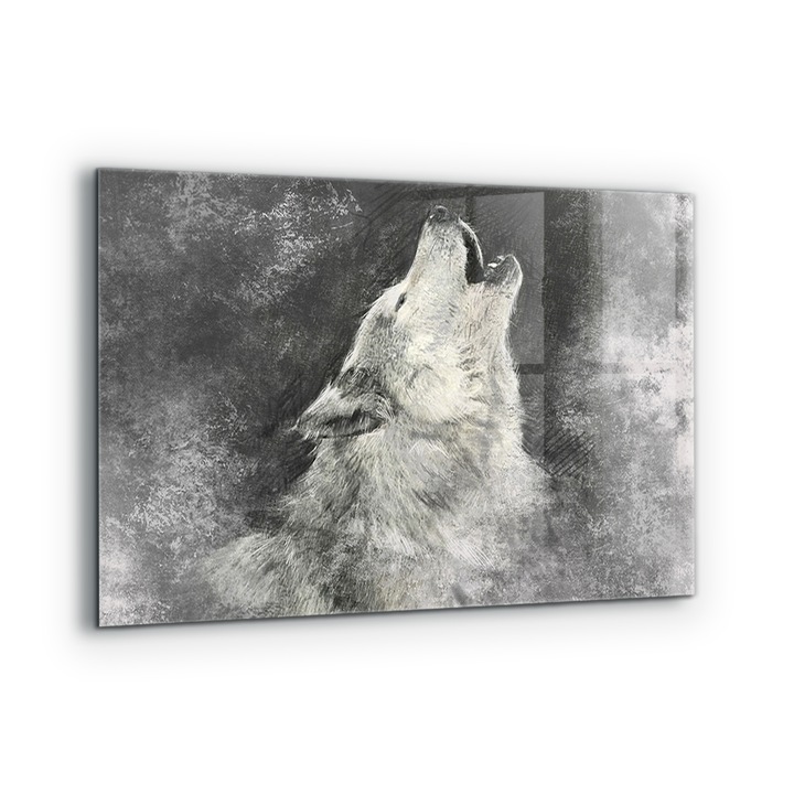 Dekoratív panel, Wallfluent, Üveg, Kanadai Farkas Illusztráció, Többszínű, 100x70 cm, 010010510030000077169