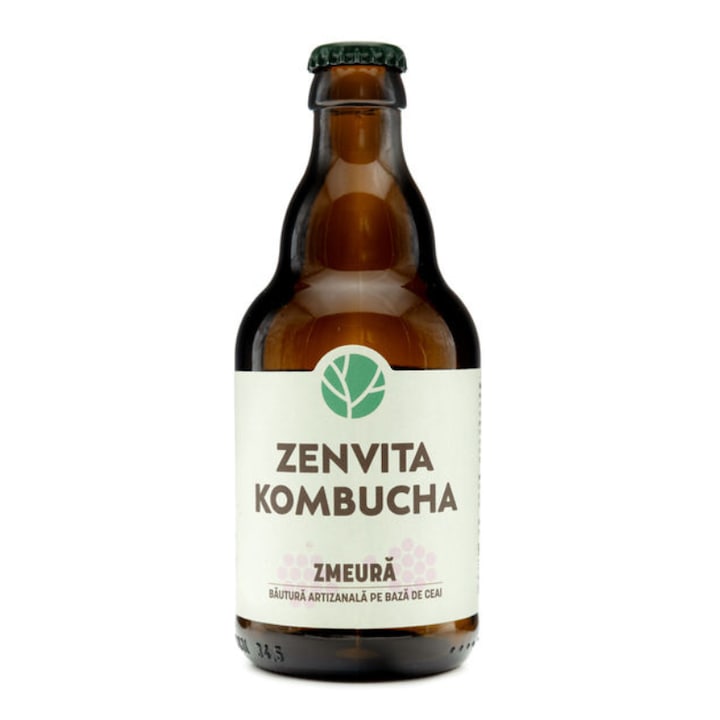Kombucha bautura artizanala naturala, Zenvita Kombucha, cu zmeura, 330 ml