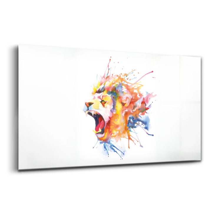 Tablou, Wallfluent, Sticla, Leu Acuarela, Multicolor, 140x70 cm