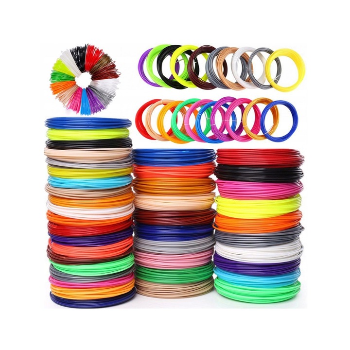 Set filamente PLA pentru creion 3D, 200 m., multicolor