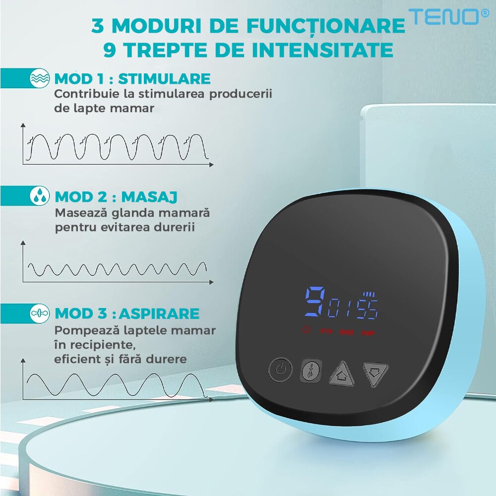 Двойна електрическа помпа за кърма Teno®, 3 функции, 9 нива на ...