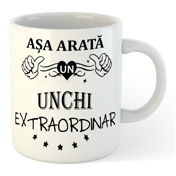 Cana alba personalizata Asa arata un Unchi extraordinar, 325 ml, Pop Radu Daniel II
