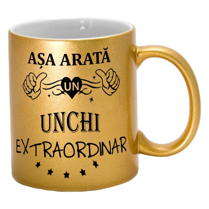 Cana sidefata aurie personalizata Asa arata un Unchi extraordinar, 325 ml, Pop Radu Daniel II