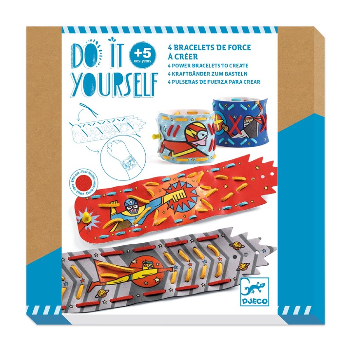 Креативен DIY Djeco комплект, 4 гривни със супер сили