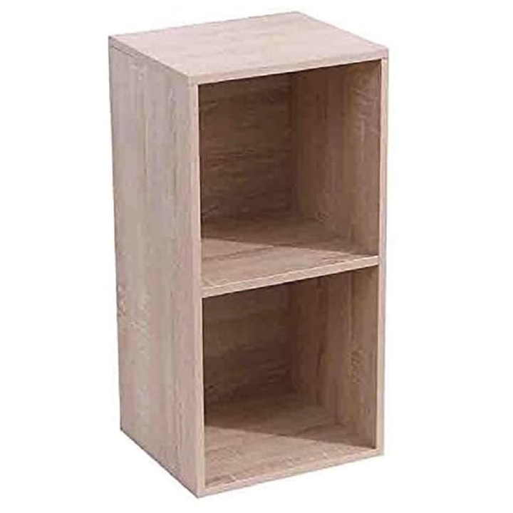 Noptiera tip cub, ETNIC Art, 35x30x70 cm, pentru depozitare, aspect lemn