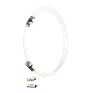 Cablu coaxial alb, lungime 1m, dubla protectie, impedanta 75ohmi, dimensiune exterioara 6.6mm, prevazut conector tip F, interior si exterior