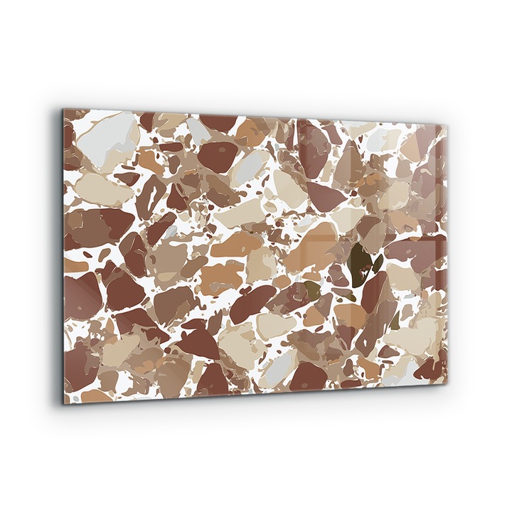 Dekoratív panel, Wallfluent, Üveg, Terrazzo Természetes Kő, Többszínű, 100x70 cm, 010010510030000077430