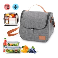 Geanta Frigorifica, SDLOGAL, 22x20x16 cm, 7L, PVC/Aluminiu, pentru pranz, cu maner de transport, Gri