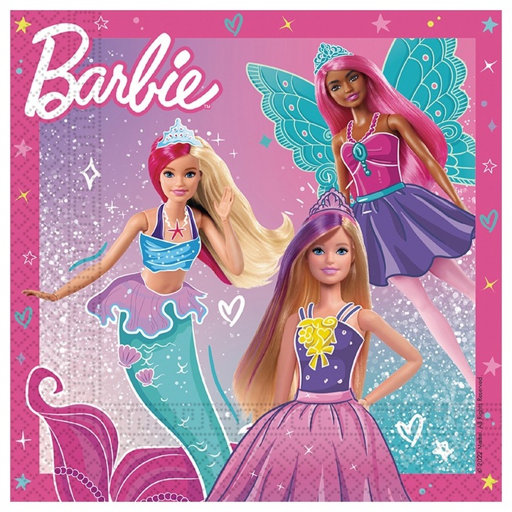 Set 20 Servetele Hartie 33x33cm Barbie Fantasy, 94568
