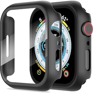 Set 2 huse rigide protectie ceas, Cafuneplus®, impermeabil, Pentru Apple Watch Series 8/7 45 mm, Negru