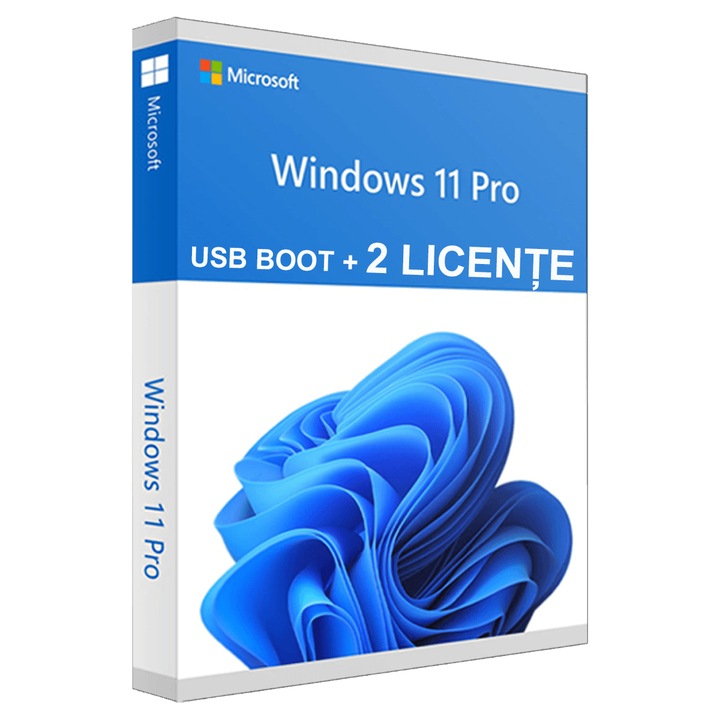 Microsoft Windows 11 Professional cu stick USB bootabil si 2 licente de activare
