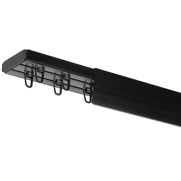 Sina tavan PVC, Rena, cu doua canale, cu masca, inele, neagra 200cm