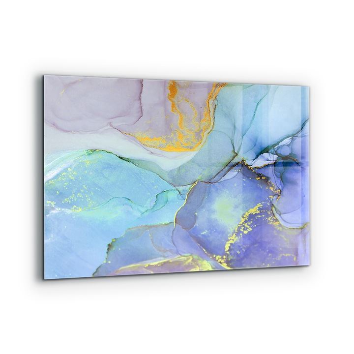 Dekoratív panel, Wallfluent, Üveg, Blue Energy Absztrakció, Többszínű, 100x70 cm, 010010510030000077412