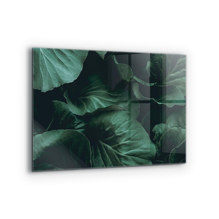Dekoratív panel, Wallfluent, Üveg, Sötétzöld Levelek, Többszínű, 80x60 cm, 010010510130000077281