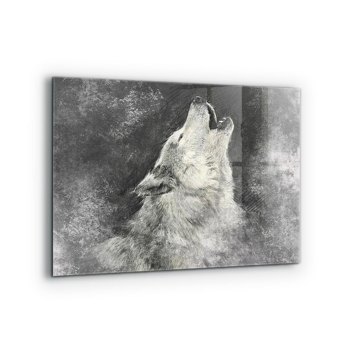 Dekoratív panel, Wallfluent, Üveg, Kanadai Farkas Illusztráció, Többszínű, 80x60 cm, 010010510130000077169