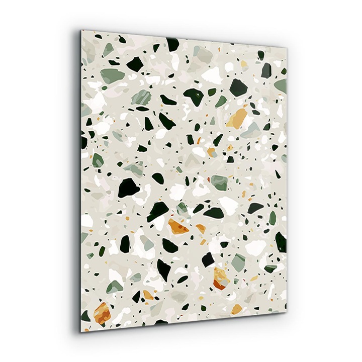 Dekoratív panel, Wallfluent, Üveg, Terrazzo Természetes Kő, Többszínű, 60x80 cm, 010010510140000077407