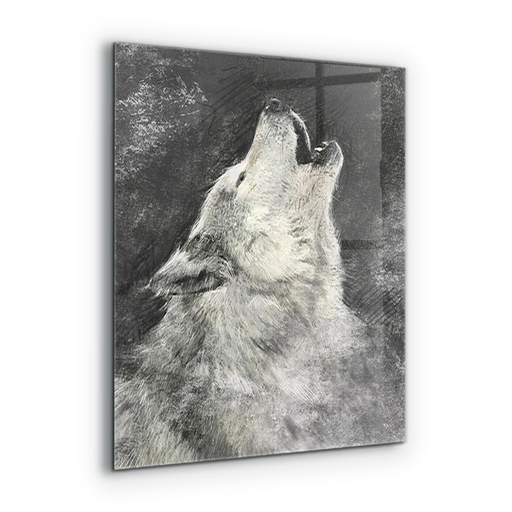 Dekoratív panel, Wallfluent, Üveg, Kanadai Farkas Illusztráció, Többszínű, 60x80 cm, 010010510140000077169