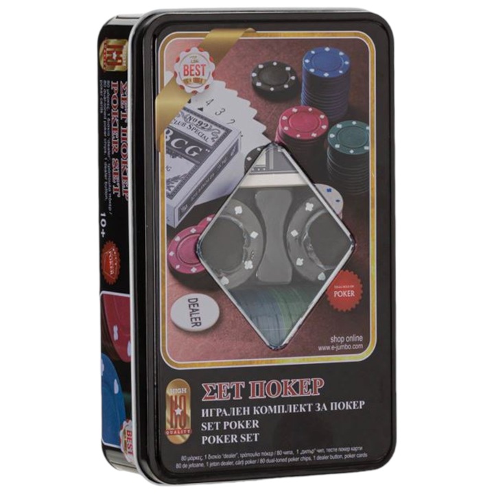 Poker Club játékkártya készlet, fémdoboz, 10 év felett