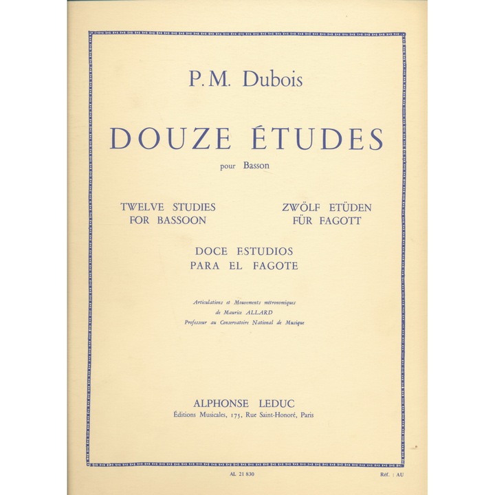 Pierre-Max Dubois: Douze Études - fagot