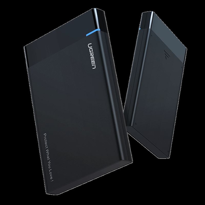 UGREEN US221 2.5 HDD / SSD külső ház SATA USB 3.0 + USB-C 50cm fekete (50743B) (50743B)