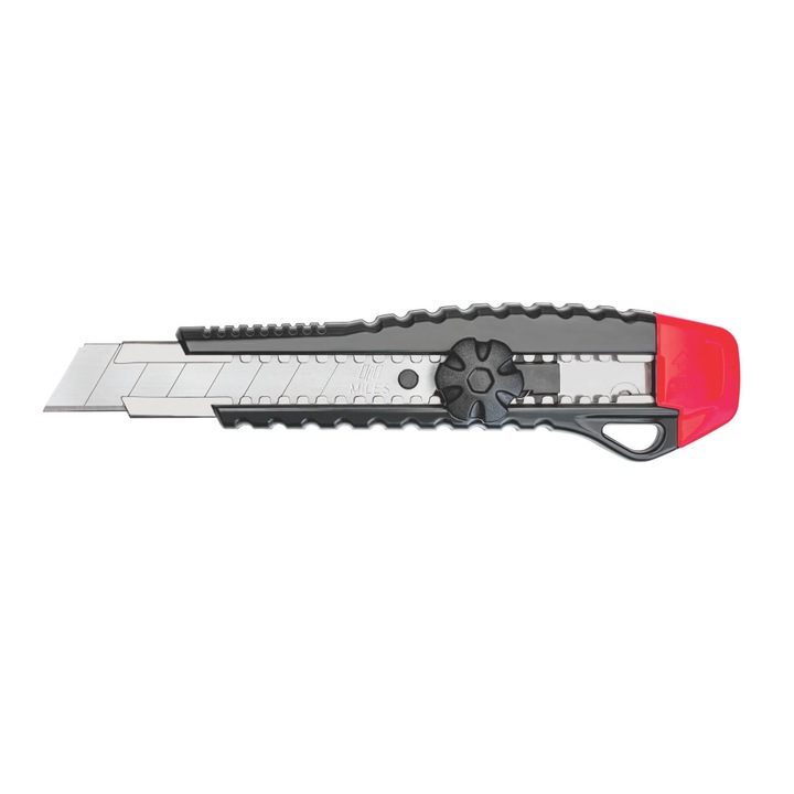 Cutter mare, plastic, profesional, 18 mm, KANGARO, FR1803/Y, blocare manula, 2 lame extra
