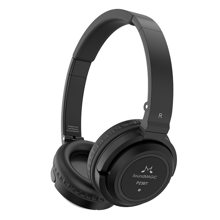 Casti Bluetooth SoundMAGIC P23BT, sunet de inalta rezolutie, autonomie de pana la 60h, utilizare duala pentru gaming si muzica, compatibile cu telefoane/PC, Negru