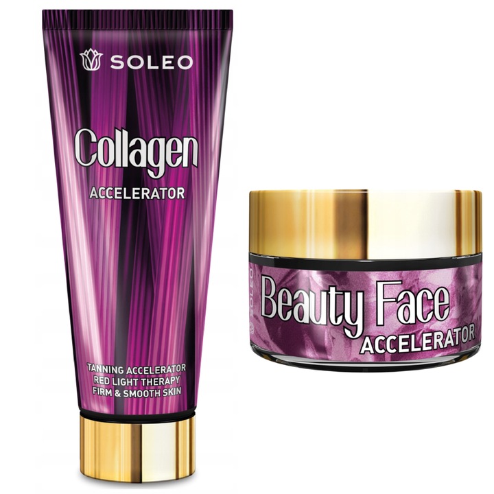 Set accelerator de colagen Soleo 200ml si accelerator de fata 15ml, hidratant, cu colagen, multicolor