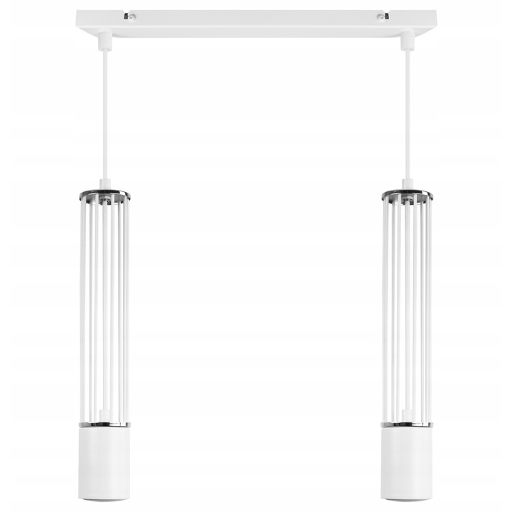 Модерен полилей с 2 висулки, Light Home, 2 x GU10, Регулируема дължина, Метал, Бял