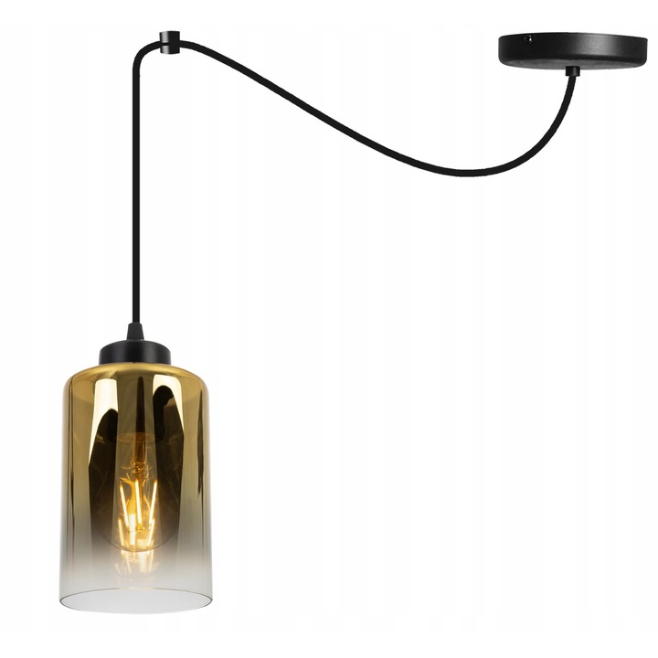 Lustra moderna tip pendul, Light Home, Spider Hella, E27, Metal/Sticla, Negru