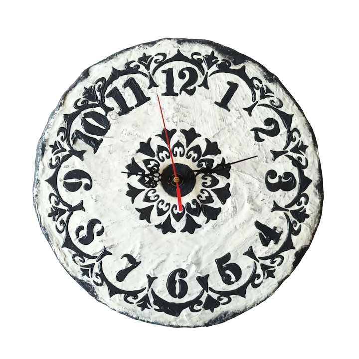 Ceas decorativ de perete, mandala, handmade, 30 cm