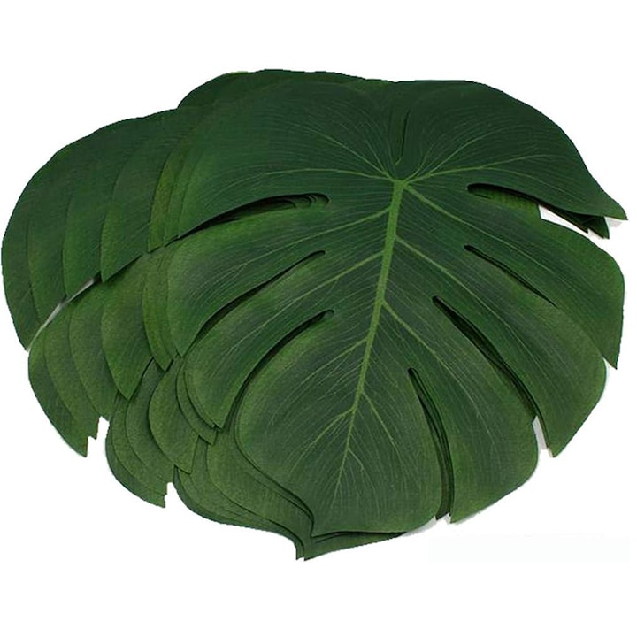 Комплект от 50 изкуствени палмови листа, Kaypsre, Плат, 29x35 см, Зелен