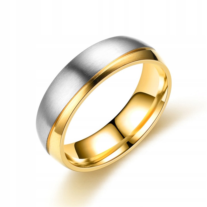 Inel pentru barbati, Wolfring, Otel inoxidabil, Marimea 22, Auriu/Argintiu