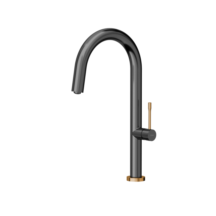 Смесител за кухня HALEY T LINE SteelQ, метал графит / мед Nano PVD