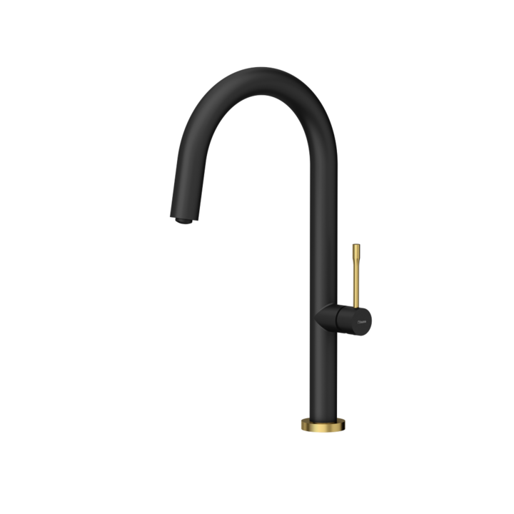 Смесител за кухня HALEY T LINE SteelQ, pure carbon / Nano PVD gold