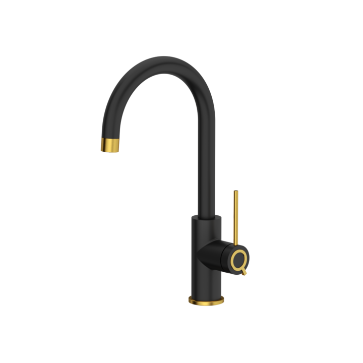 Смесител за кухня JODIE Q LINE SLIM SteelQ Pure Carbon / Gold Nano PVD