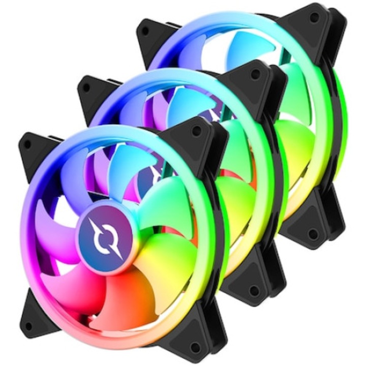 Set 3 ventilatoare, LED, Multicolor