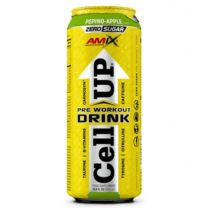 Bautura energizanta, Amix, Cellup Pre Workout Drink, Pepino - Apple, 500 ml