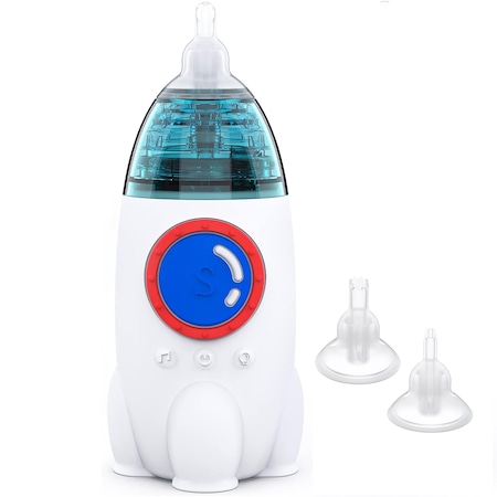 Aspirator Nazal Electric pentru Copii si Bebelusi Messner®, Batista Bebelusului pentru Decongestie nazala, Curatare Mucozitati, Silentios, cu 3 Capete de Aspirare moi din Silicon Alimentar, Optiune cu Muzica si Lumina