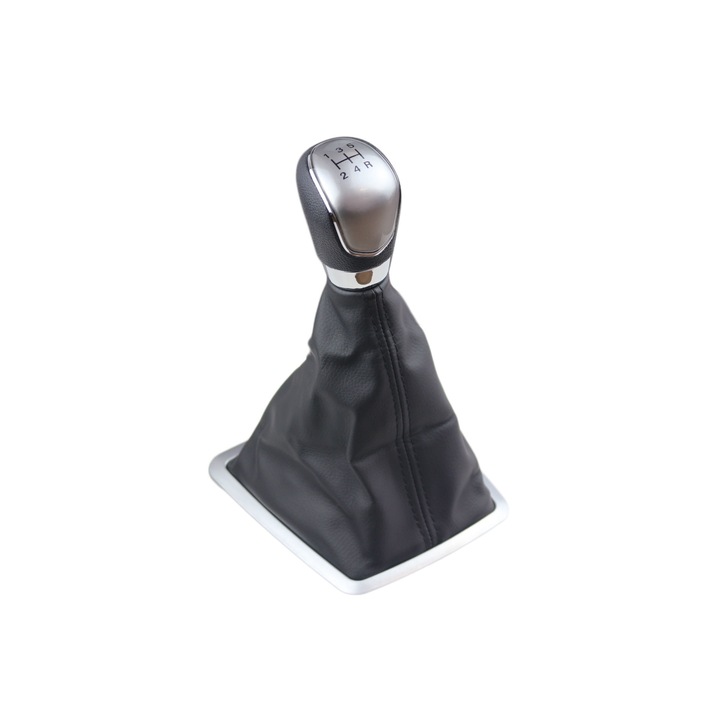 Nuca si manson schimbator de viteze Emzone, Compatibil cu Ford Focus, 5 trepte, Piele ecologica/ABS, Negru/Argintiu