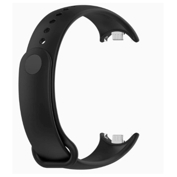 Bratara din silicon cu PIN de Metal, compatibil Xiaomi Mi Band 8 / Mi Band 9 / Mi Band 10, PHN Mag, Negru