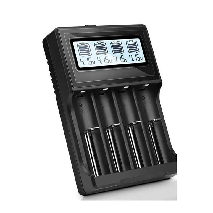 Incarcator de retea HD-8992A, afisaj LED, baterii reincarcabile, Li-ion, 4 buc.