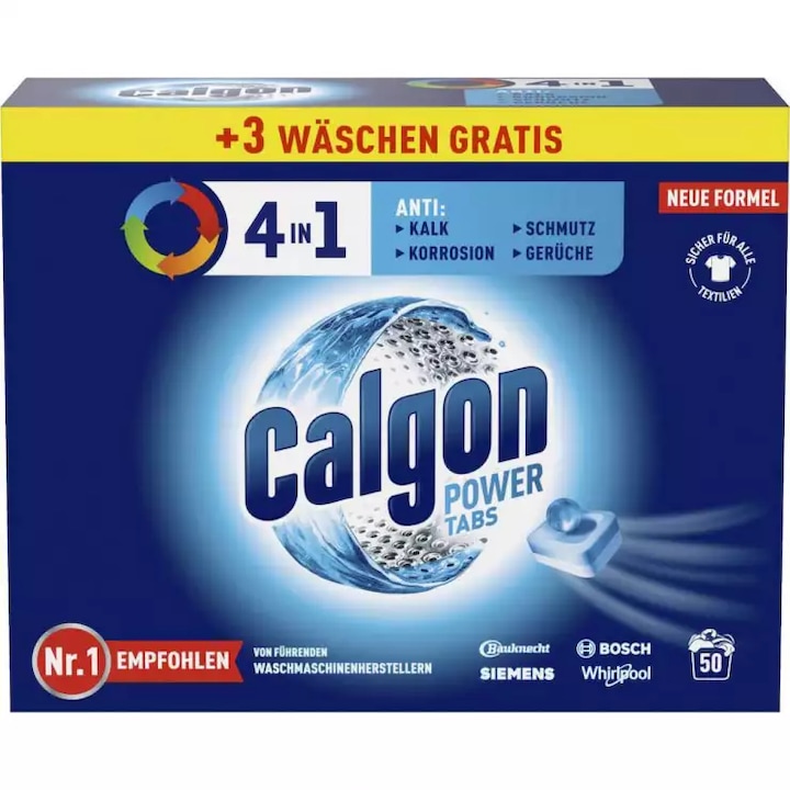 Tablete anticalcar Calgon 4 in 1 Power Tabs 50 tablete