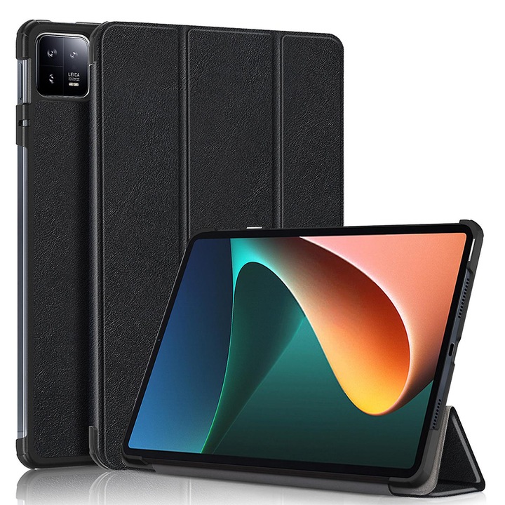 Калъф за таблет, Кожа, Функция стойка, Черен, За Xiaomi Pad 6