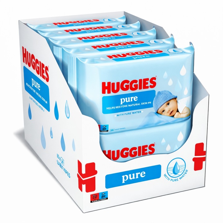 Servetele umede Huggies Pure,10 pachete x 56, 560 buc, SE011