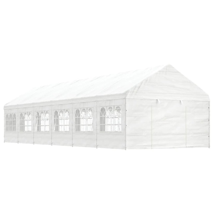 Foisor cu acoperis vidaXL, alb, 13,38x4,08x3,22 m, polietilena, 37.26 kg