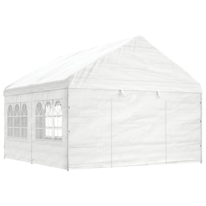Foisor cu acoperis vidaXL, alb, 4,46x4,08x3,22 m, polietilena, 37.26 kg