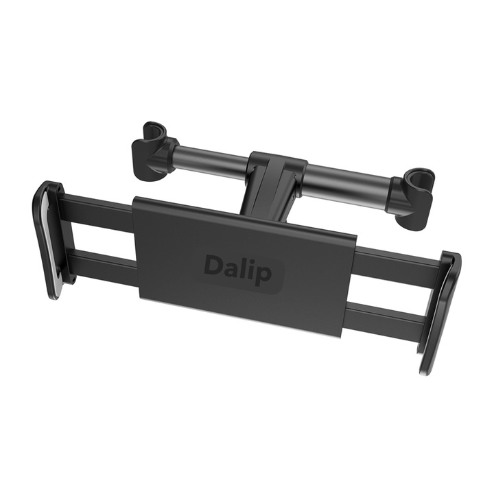 Suport auto pentru telefon, cu montare pe tetiera si cu carlig pentru agatat haine, dimensiune 4-11" telefon, Negru