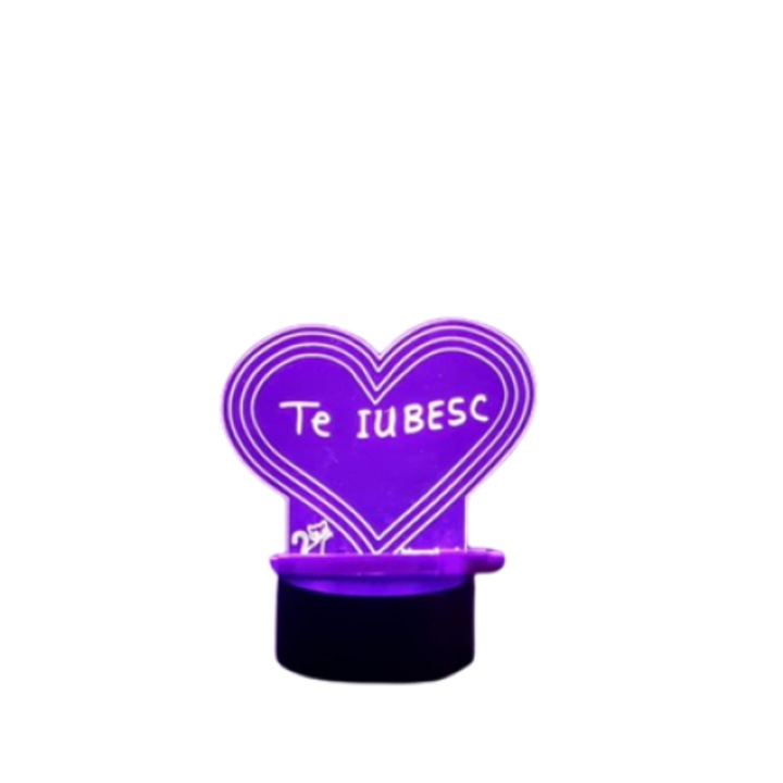 Lampa decorativa 3D halber cu mesaj personalizabil tip Inimioara cu marker inclus, Negru